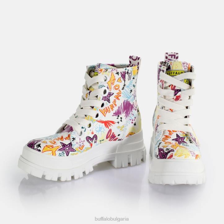 aspha lace up hi ankle-boot vegan DRV375 бели графити Buffalo |ботуши