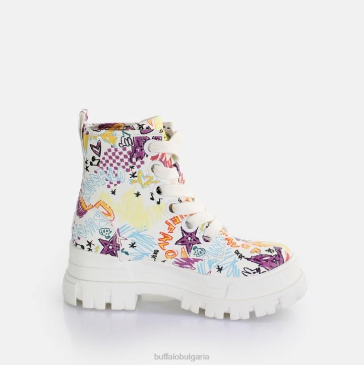 aspha lace up hi ankle-boot vegan DRV375 бели графити Buffalo |ботуши