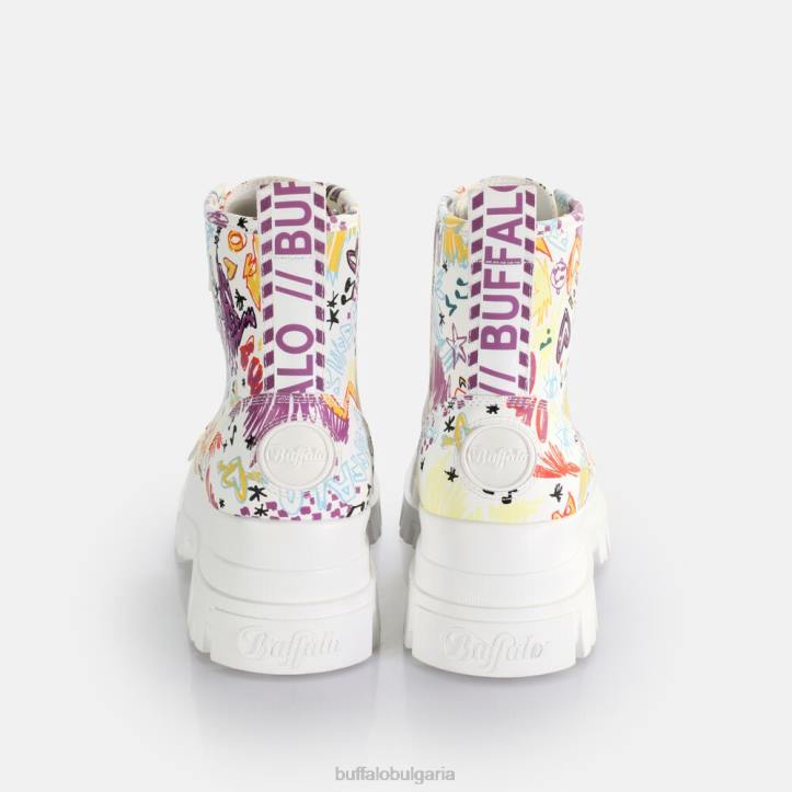 aspha lace up hi ankle-boot vegan DRV375 бели графити Buffalo |ботуши
