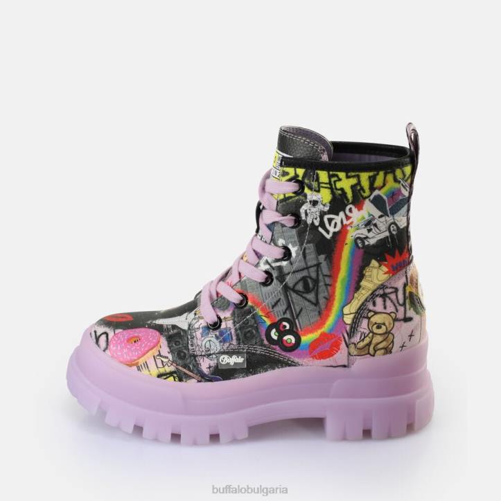 aspha lace up hi ankle boot vegan DRV436 лилаво/черни графити Buffalo |ботуши aspha lace up hi ankle boot vegan DRV436 лилаво/черни графити Buffalo |ботуши