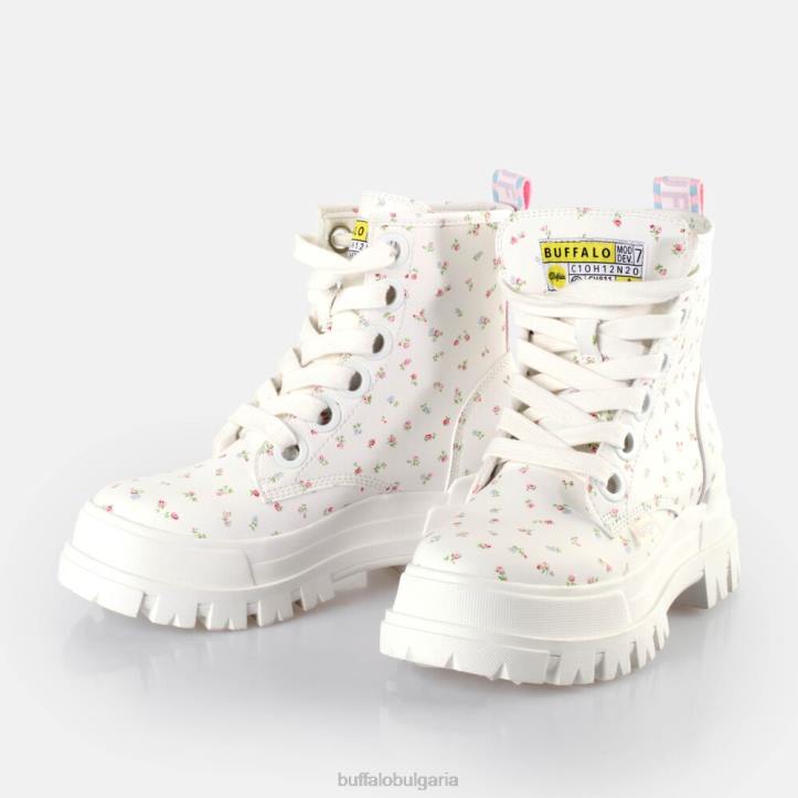 aspha lace up hi ankle-boots vegan DRV412 бели/цветя Buffalo |ботуши
