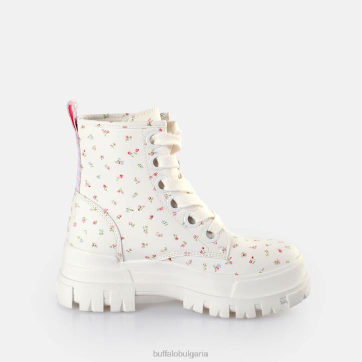 aspha lace up hi ankle-boots vegan DRV412 бели/цветя Buffalo |ботуши