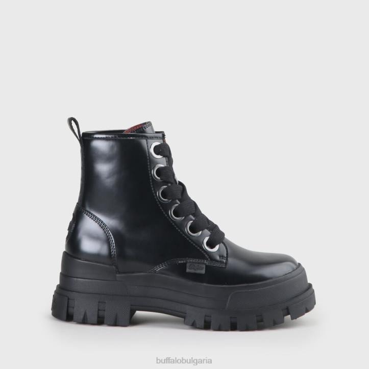 aspha lace up hi bootie flat vegan DRV847 черен Buffalo |ботуши