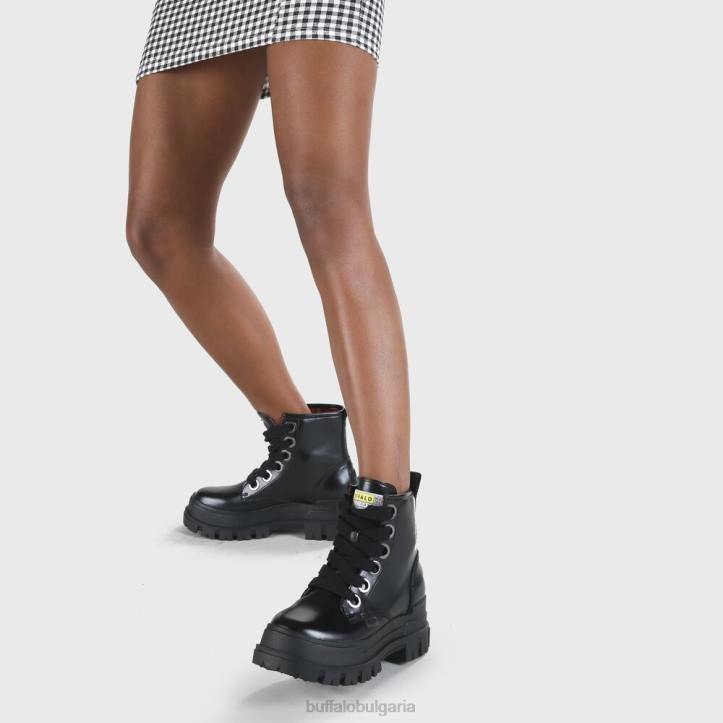aspha lace up hi bootie flat vegan DRV847 черен Buffalo |ботуши
