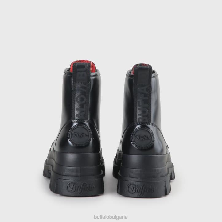 aspha lace up hi bootie flat vegan DRV847 черен Buffalo |ботуши
