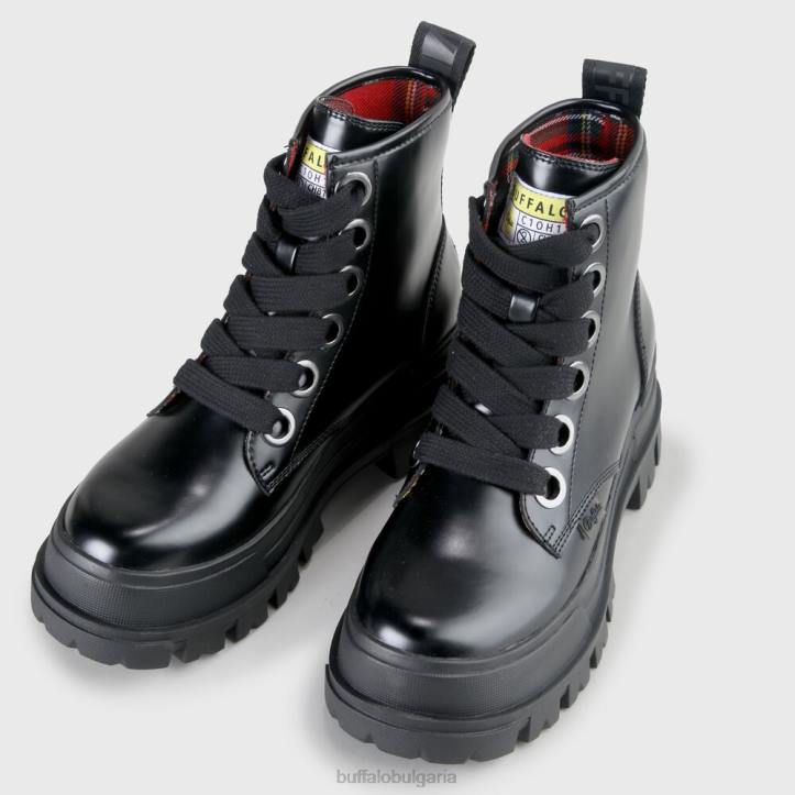 aspha lace up hi bootie flat vegan DRV847 черен Buffalo |ботуши