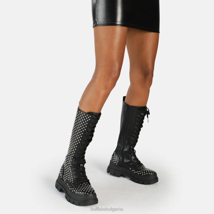 aspha on pin laceup hi boot vegan DRV507 черен Buffalo |ботуши
