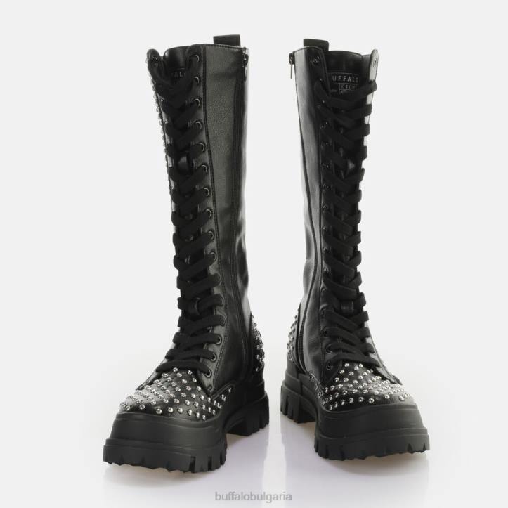 aspha on pin laceup hi boot vegan DRV507 черен Buffalo |ботуши