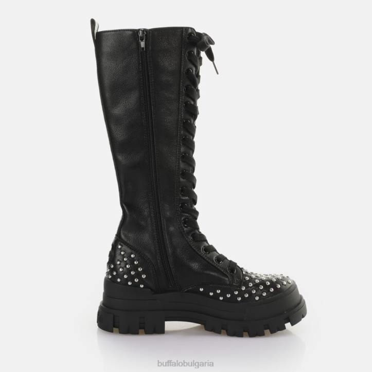 aspha on pin laceup hi boot vegan DRV507 черен Buffalo |ботуши