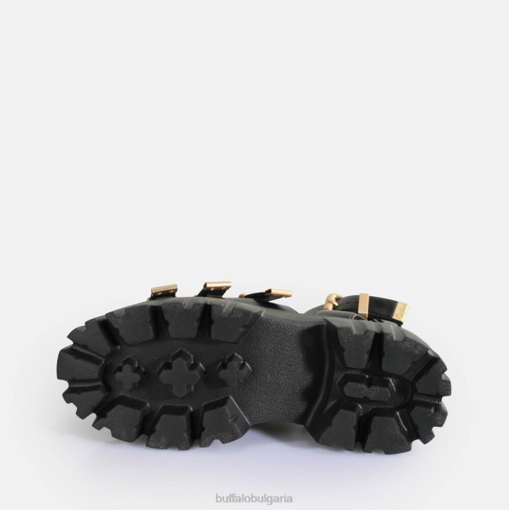 вегански сандали на платформа с лъвски зъби DRV159 черен Buffalo |сандали