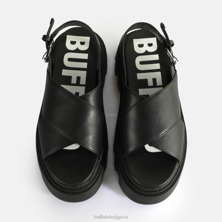 flora вегански сандали с кръстосана платформа DRV164 черен Buffalo |сандали
